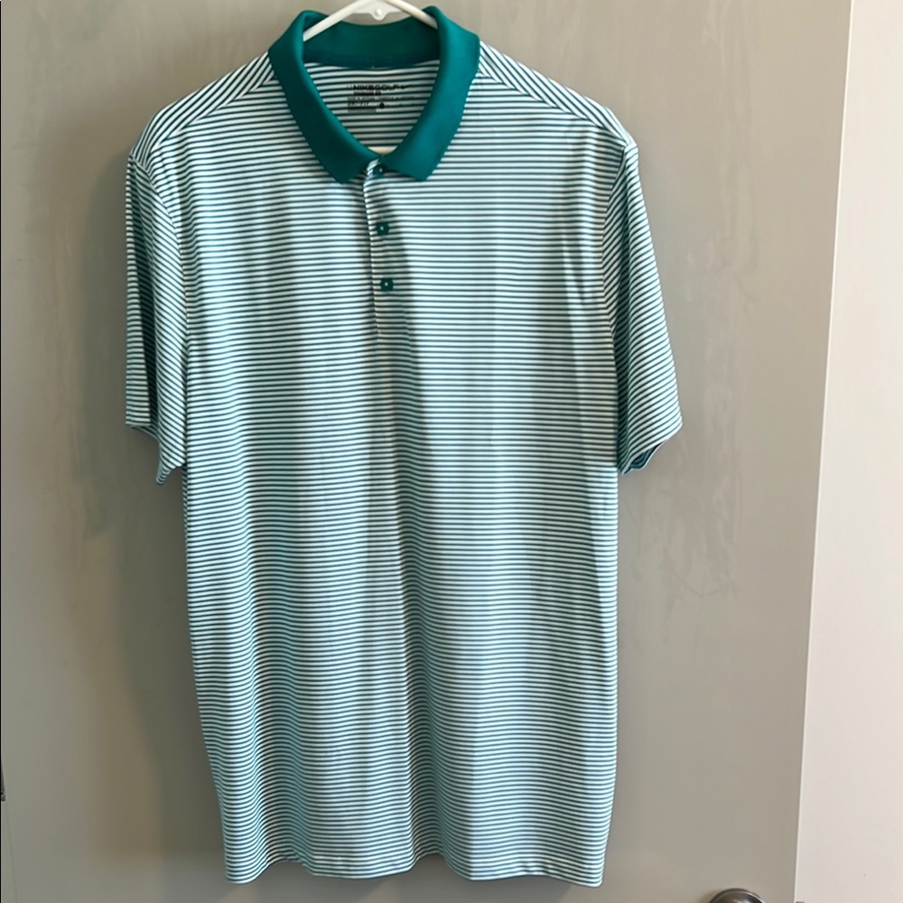 Nike Teal and White Polo Shirt with Classic Design